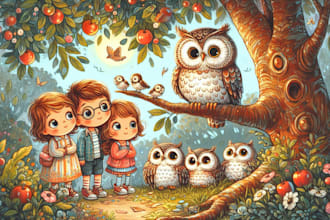 draw children story book illustration and children kids book illustration