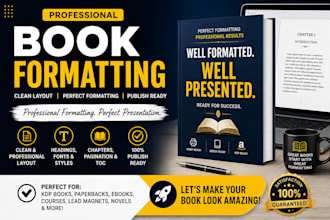 do paperback formatting, kindle ebook formatting and typesetting, ebook editing