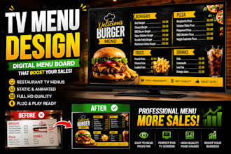 design a digital menu board for restaurant TV screens
