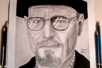 handmade pencil drawing portrait