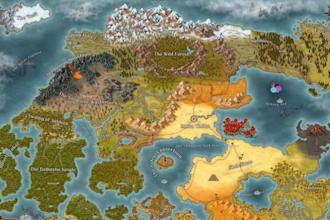 fantasy map vintage maps dnd character rpg for books, ttrpg games illustration