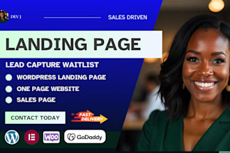 wordpress landing page, one page website, lead capture, sales page, waitlist