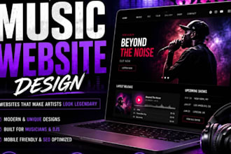 design modern music website, dj website, artist website, record label website