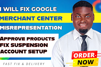 fix google merchant center suspension and misrepresentation shopping ads setup