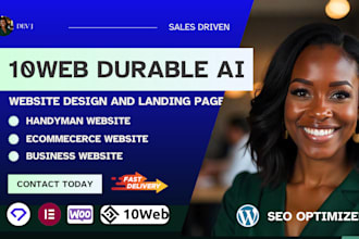 10web, durable handyman, business, ai, one page, ecommerce, landing page, SEO