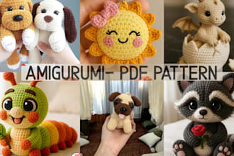 write and translate handmade amigurumi crochet pattern with mockups, PDF layout