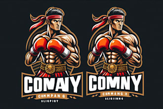 make muay, thai fighter, boxing fighting, sport mascot logo design in 12 hours