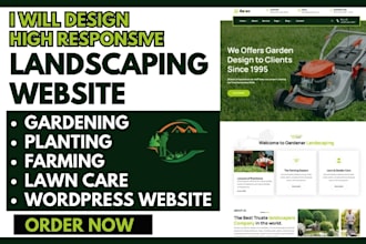 design landscaping website lawn care gardening planting cleaning farming website