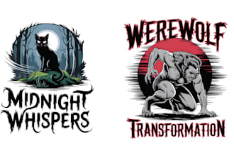 do unique werewolf logo with halloween t shirt design