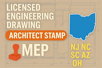 licensed engineering drawing, architect stamp, mep plan sc, az, oh pe stamp