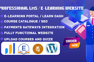 create elearning website lms website online courses wordpress website