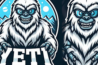 design high quality yeti mascot logo with t shirt design