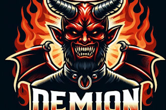 design high quality demon mascot logo with t shirt design