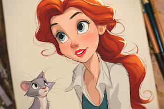 draw a cute disney cartoon portrait