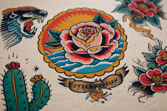 make old school or traditional style tattoo logo design