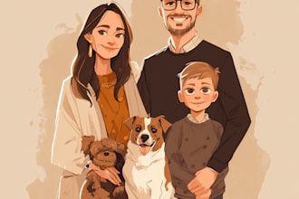 draw a vector art family portrait