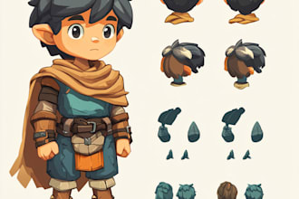 design 2d game character, environment, gui, texture,