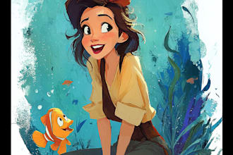 do cute disney cartoon portrait