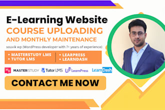 do lms website maintenance or website design or course content upload for you