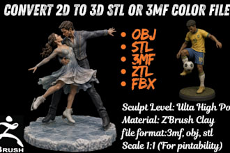 convert or create 2d to 3d print ready model, stl to 3mf bamboo printable file