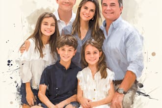 design a professional disney family portrait