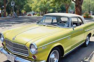 illustrate a car into a portrait illustration