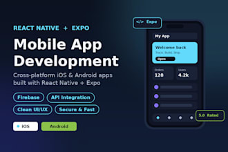 build react native mobile app using expo for ios and android