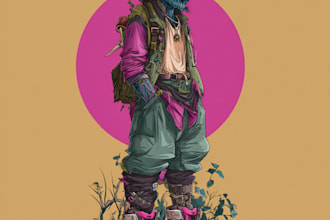 draw dark, punk, goth, horror character in comic like style