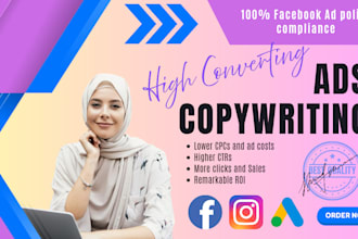 write high converting ad copy for facebook, instagram, and google ads