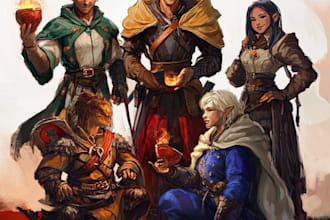 design fantasy dnd party game and character art illustration