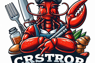 design crawfish lobster seafood bistro restaurant mascot logot shirt design