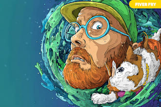 draw a cartoon illustration and pop art style