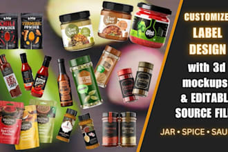 design jar, spice, sauce and food product labels