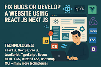 develop or fix website using react js next js javascript