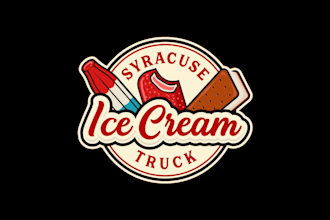 create amazing street food, mushrooms, ice cream vintage logo