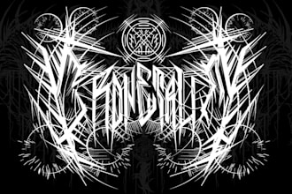 hand drawn death metal, scary, deathcore, heavy metal band logo