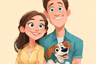 draw cartoon disney couple portrait