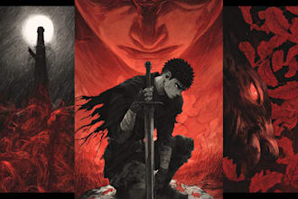 draw custom dark berserk style art and dark art illustration