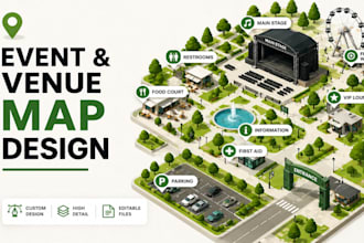 create a flat or isometric vector map of your event