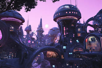 do a cyberpunk   science fiction city, fantasy art illustration