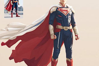 drawing custom superhero character in action