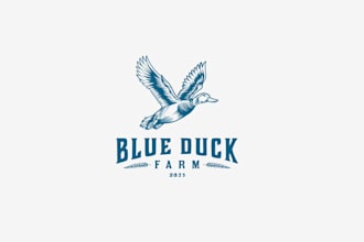 design unique blue duck farm logo