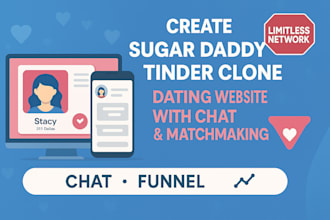 build sugar daddy and tinder clone dating site with chat, funnel and matchmaking