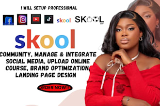 setup skool community manager, upload online course, skool automation