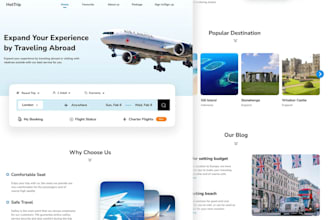 design responsive airline website, flight booking website, aviation website