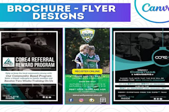 canva brochure, canva flyer, canva trifold design sales and promotional brochure