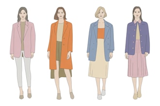 sketch a custom fashion design collection with figures