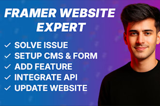 update, add feature, solve issue, setup cms framer website