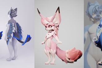 imaginary 3d character, 3d vrchat model,stylized cartoon,fursona 3d animate,nsfw