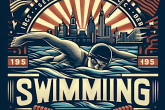 design high quality vintage swimming sports logo t shirt design